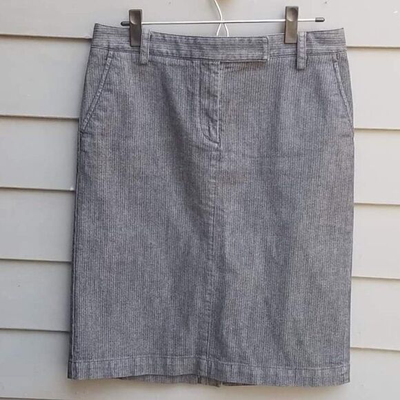 Talbots Dark (blackish)Stripes Jean Pencil skirt - Picture 1 of 4
